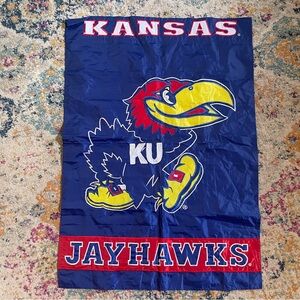 KU Kansas Jayhawks 98x28 Embroidered Team Logo Nylon Banner